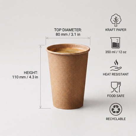 Kaffeebecher To Go 300ml 12oz Kraft Slim 80mm