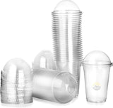 100x Smoothiebecher mit Deckel 400ml Transparent Kunststoff