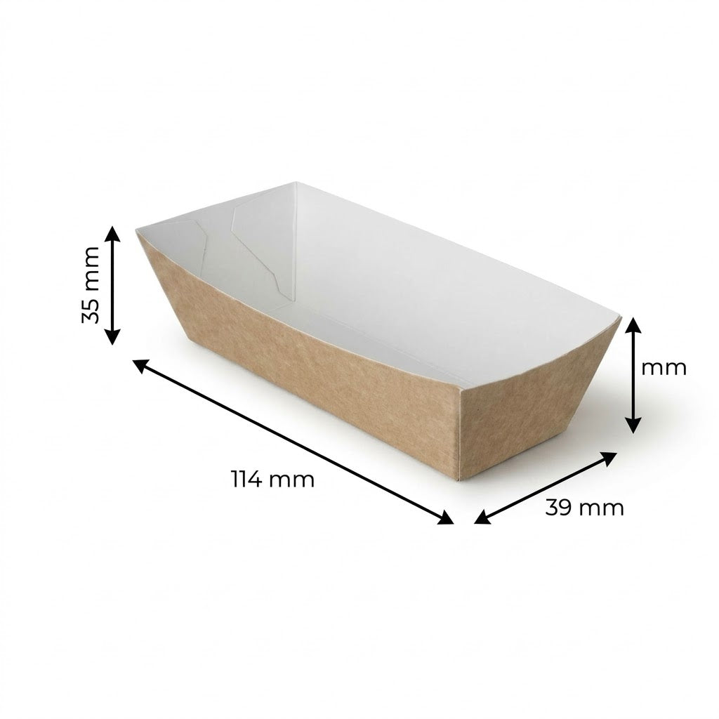 Kraft-wit kroketbakje A5 van 114 × 39 × 35 mm