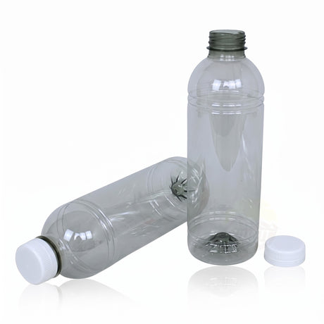 rPET-Flasche 1000ml mit orangefarbenem Verschluss | BPA-frei & lebensmittelecht - 15 Stück