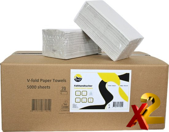 10.000 Blatt grau, Papierhandtücher 2-lagig, 22 x 23 cm, Z-Falz Papierhandtücher 2-lagig, Papierhandtücher