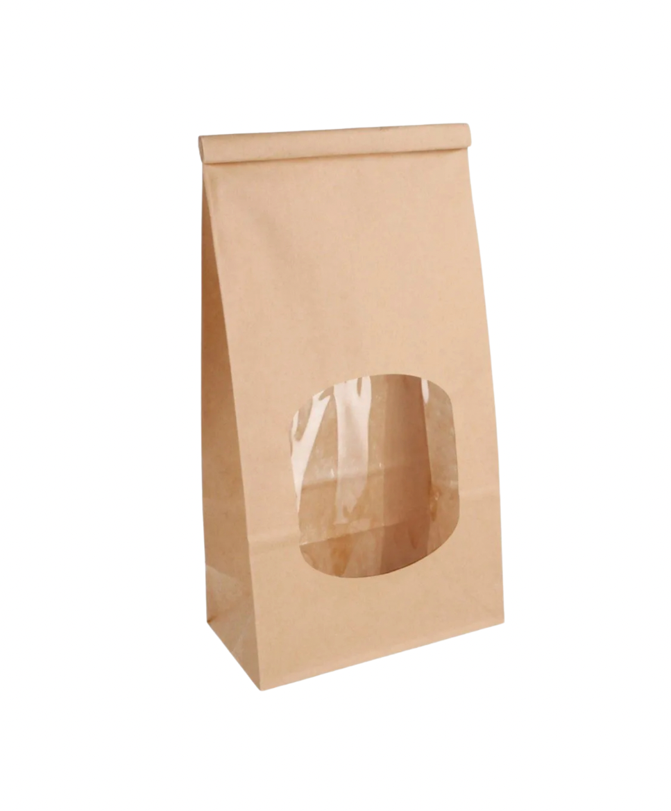 Block bottom window bag with closure M - 20 pieces