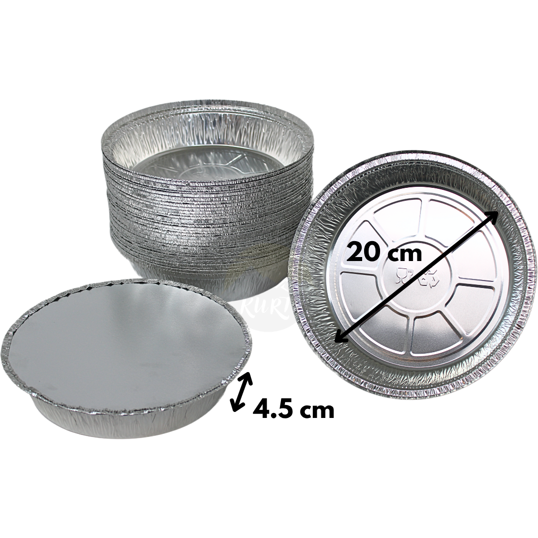 Aluminum tray C807-1000L round with lids - 100 pieces