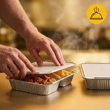 Aluminium Menüschalen 2-Fach mit Deckel 100 Stück – Menüschale Take Away, Catering
