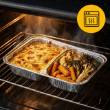 Aluminium Menüschalen 2-Fach mit Deckel 100 Stück – Menüschale Take Away, Catering