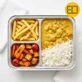 Aluschale 3-geteilt mit Aludeckel 960ml – 100 Stück | Menüschalen Take Away Catering