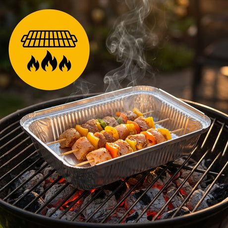 Aluschalen mit Deckel 100 Stück - (861L) Ofenschalen Airfryer