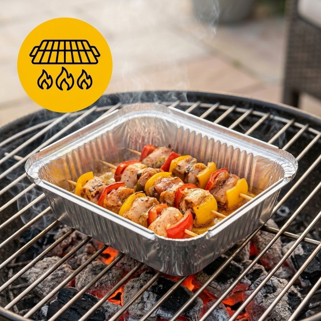 Aluminium-Schalen mit Deckel 100 Stück - (450 ml) Auflaufformen Airfryer
