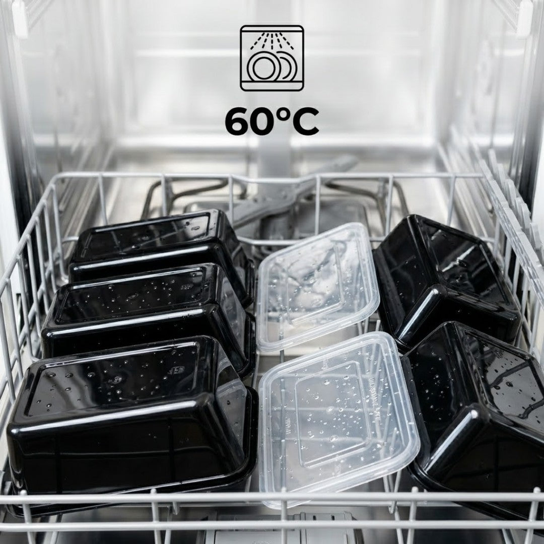 KURTT Meal Prep Boxen Schwarz PP Mit Deckel | Mikrowelle Gefrierschrank 50/100 Stück BPA-frei | 500ml 650ml 750ml 1000ml