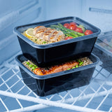 KURTT Meal Prep Boxen Schwarz PP Mit Deckel | Mikrowelle Gefrierschrank 50/100 Stück BPA-frei | 500ml 650ml 750ml 1000ml