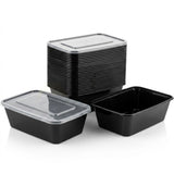 KURTT Meal Prep Boxen Schwarz PP Mit Deckel | Mikrowelle Gefrierschrank 50/100 Stück BPA-frei | 500ml 650ml 750ml 1000ml