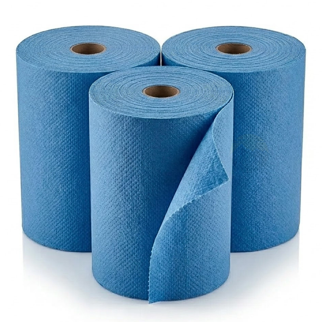 Putztuchrolle Blau 2-lagig Zellstoff 380m – 2 Rollen | Industriepapier HACCP Lebensmittelkontakt