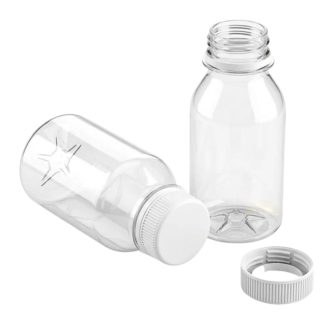 rPET-Flasche 250ml mit orangefarbenem Verschluss | BPA-frei & lebensmittelecht - 40 Stück