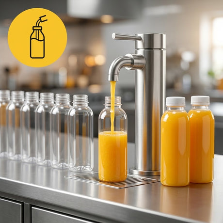 rPET-Flasche 330ml mit orangefarbenem Verschluss | BPA-frei & lebensmittelecht - 35 Stück