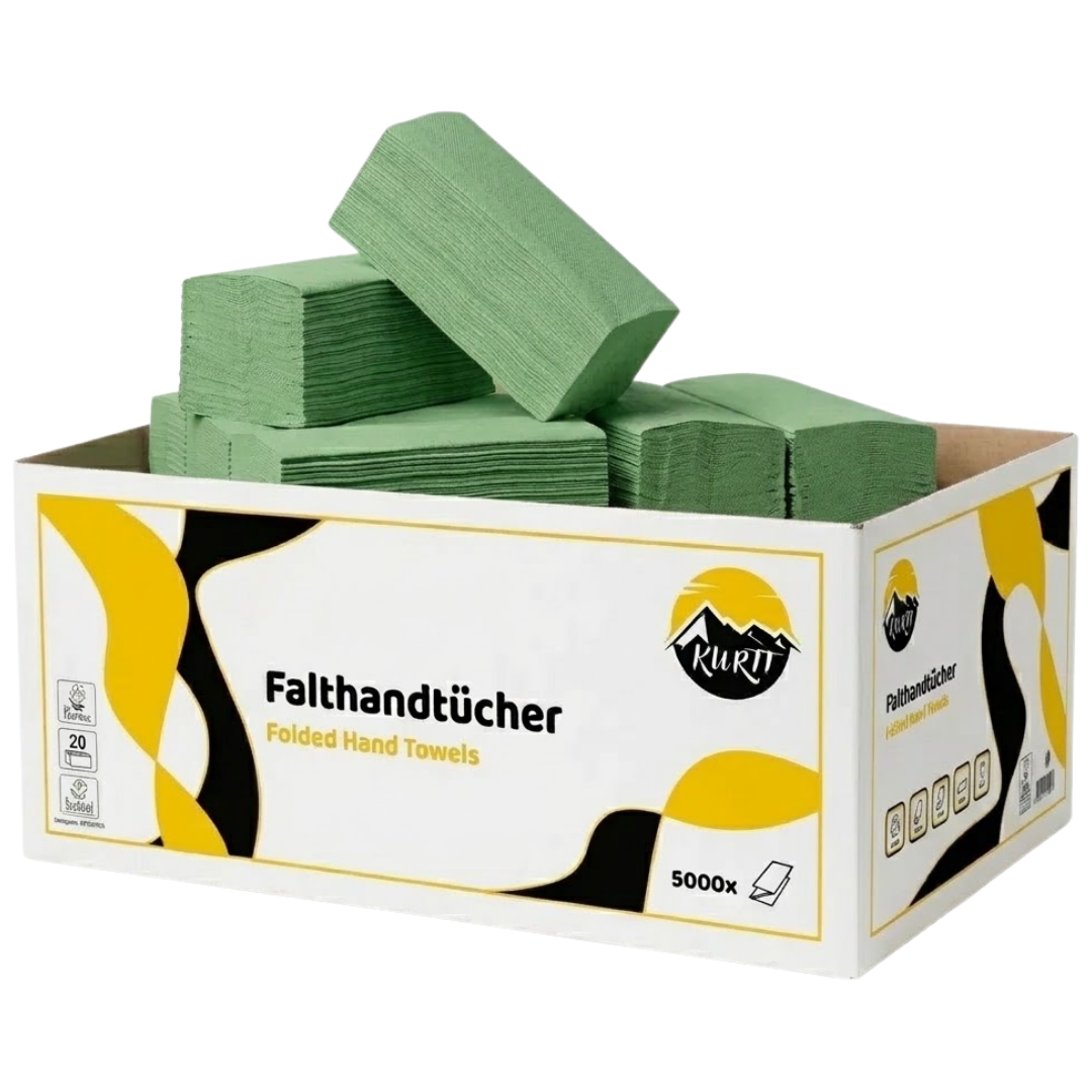Papierhandtücher grün 1-lagig 25 x 23 cm - 5.000 Blatt
