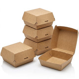 Hamburgerbox Kraft Wellpappe BIO – Stabile Einweg-Burgerbox | Mittel & Groß | 50/100/200 Stück
