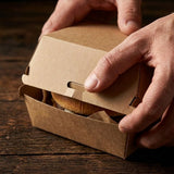 Hamburgerbox Kraft Wellpappe BIO – Stabile Einweg-Burgerbox | Mittel & Groß | 50/100/200 Stück
