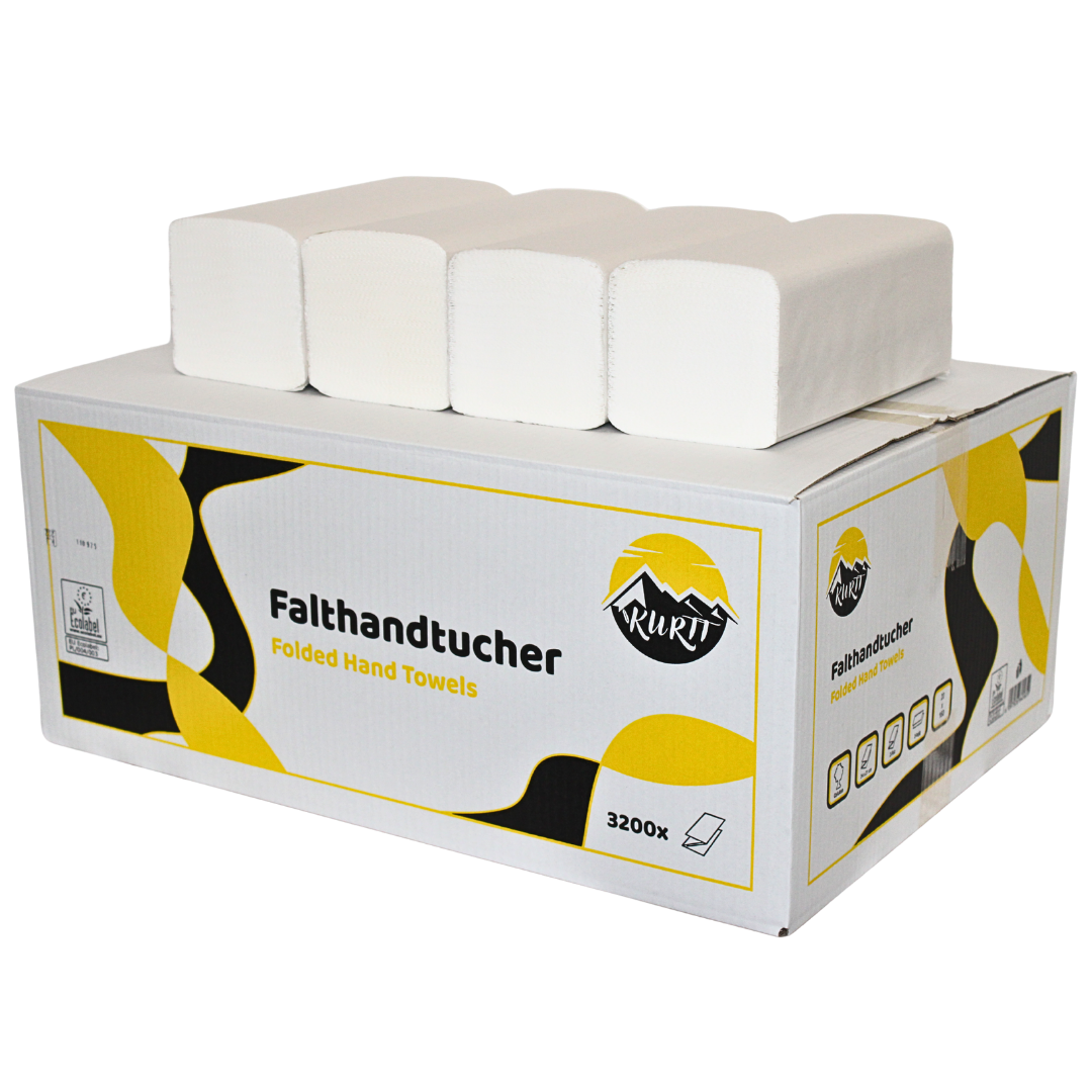 Papierhandtücher weiß 2-lagig 24 x 21 cm Z-Faltung – 3.200 Blatt