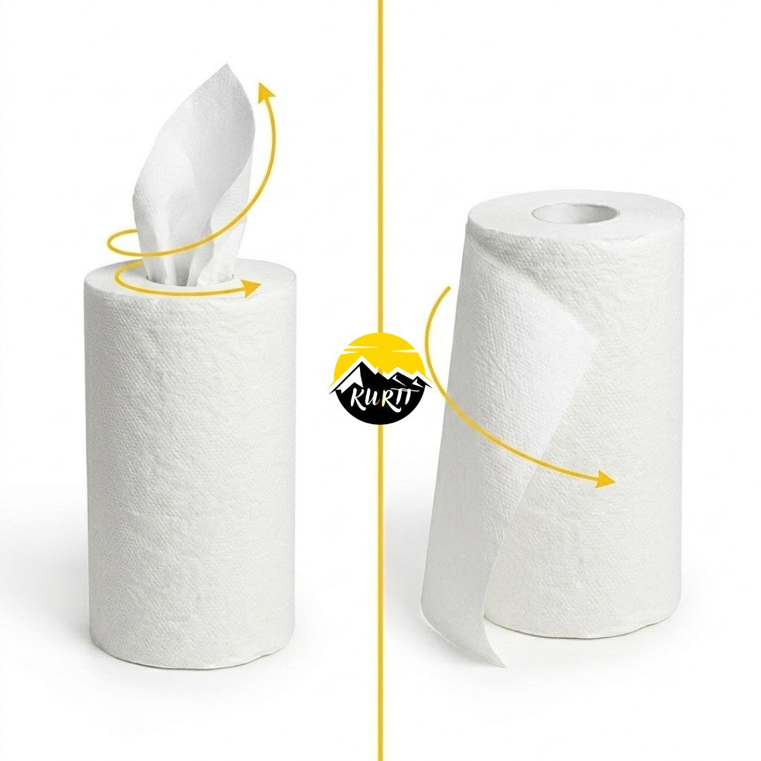 KURTT Handtuchrolle Mini Innenabrollung 1-lagig Zellstoff 120m mit Hülse – 12 Rollen | Putzrolle Kompakt Sanitär