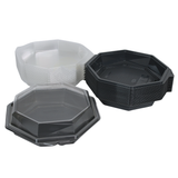 APET Octaview Schale Grau 190x60mm mit festem Deckel | 640ml | 40 Stück | Catering Take-away