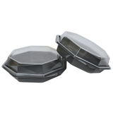 APET Octaview Schale Grau 190x60mm mit festem Deckel | 640ml | 40 Stück | Catering Take-away