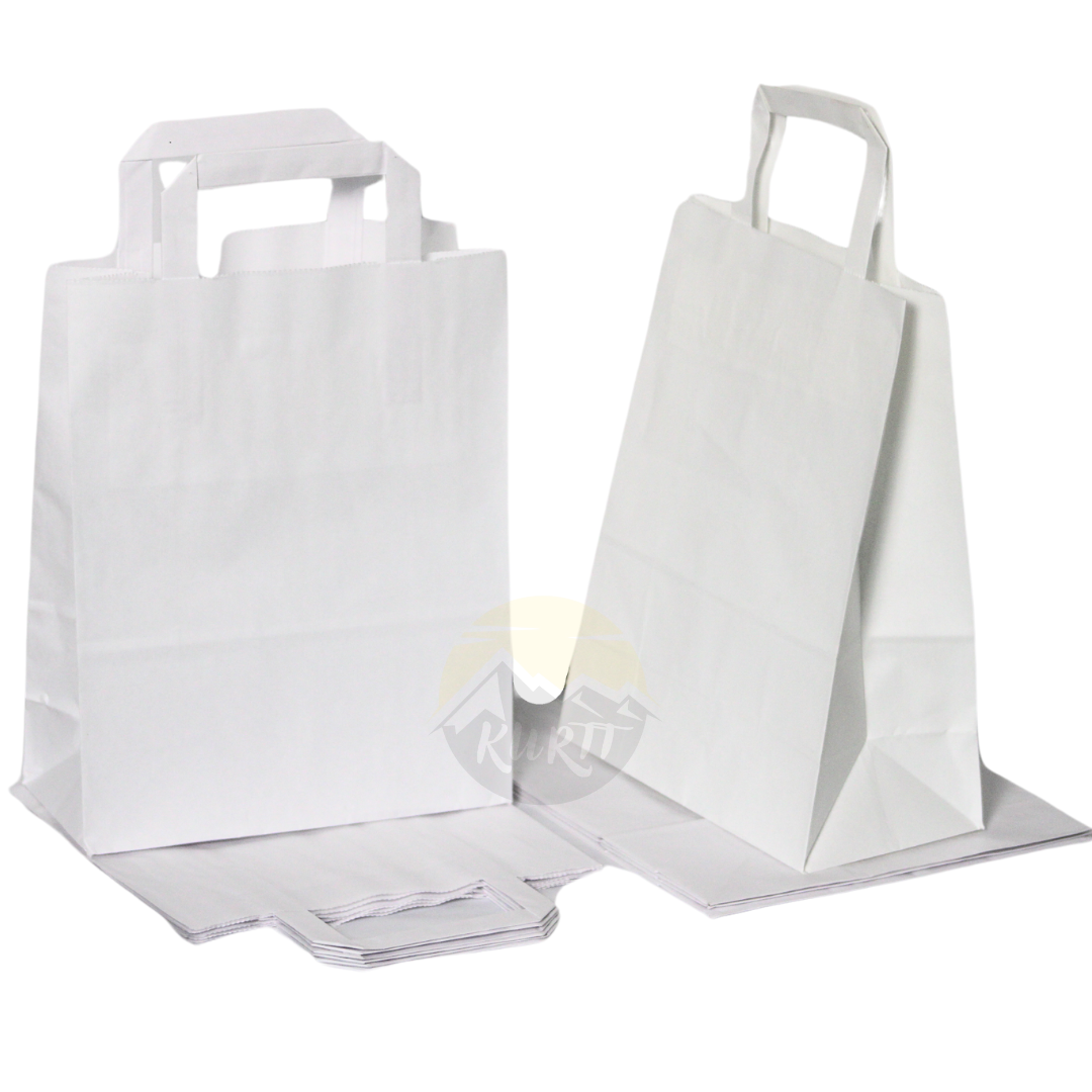 Papiertragetaschen Klein 22x10x28cm Weiß – 250 Stück Tüten Gastronomie –