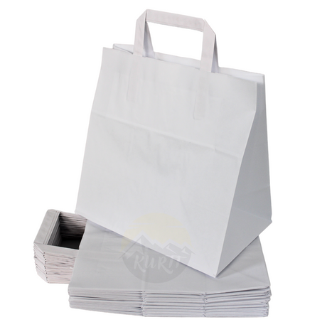 Papiertragetasche weiß 26 + 17 x 25 cm - 250 Stück