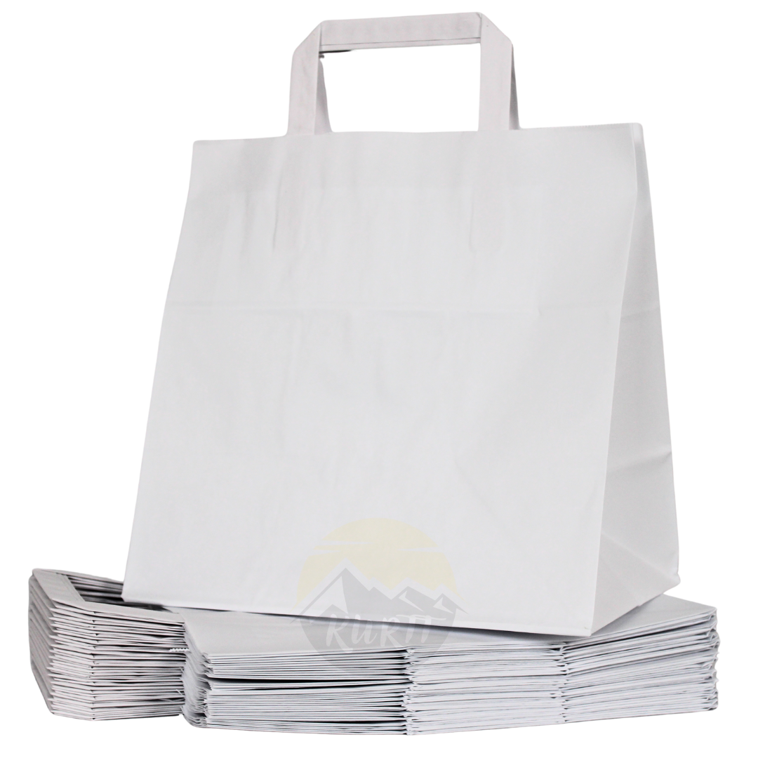 Paper carrier bag white 26 + 17 x 25 cm - 50 pieces
