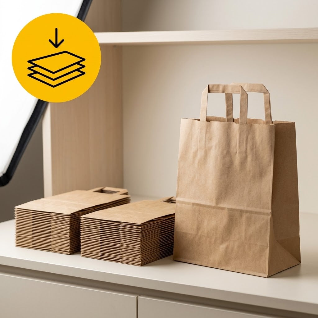 Papiertragetaschen Braun Flachhenkel 26x17x25cm – 50/100/250 Stück | Gastronomie Take-away
