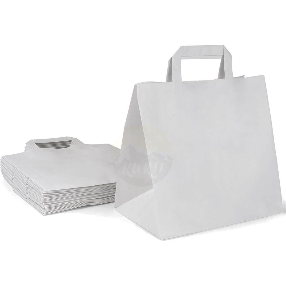 Papiertragetasche weiß 32 + 17 x 26 cm - 250 Stück