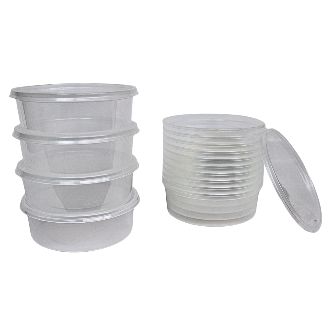 Mikrowellenbehälter mit Deckel Transparent 250ML RUND - 100 Stück