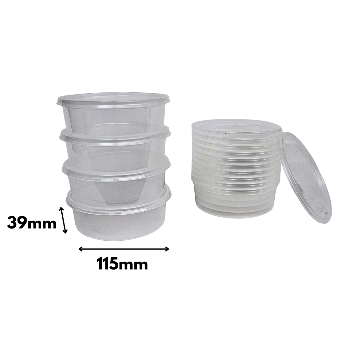Mikrowellenbehälter mit Deckel Transparent 250ML RUND - 100 Stück