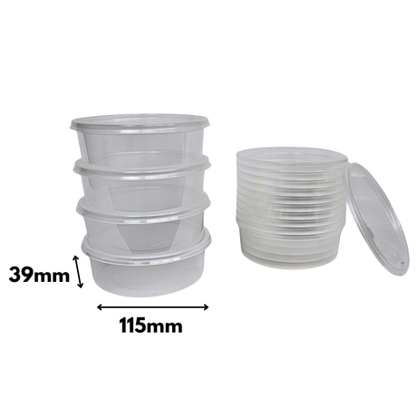 Mikrowellenbehälter mit Deckel Transparent 250ML RUND - 100 Stück