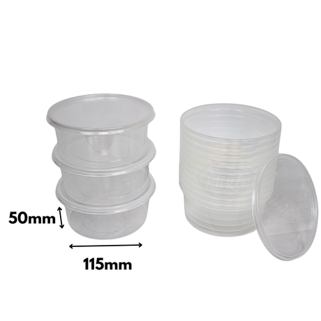 Mikrowellenbehälter mit Deckel Transparent 350ML RUND - 100 Stück