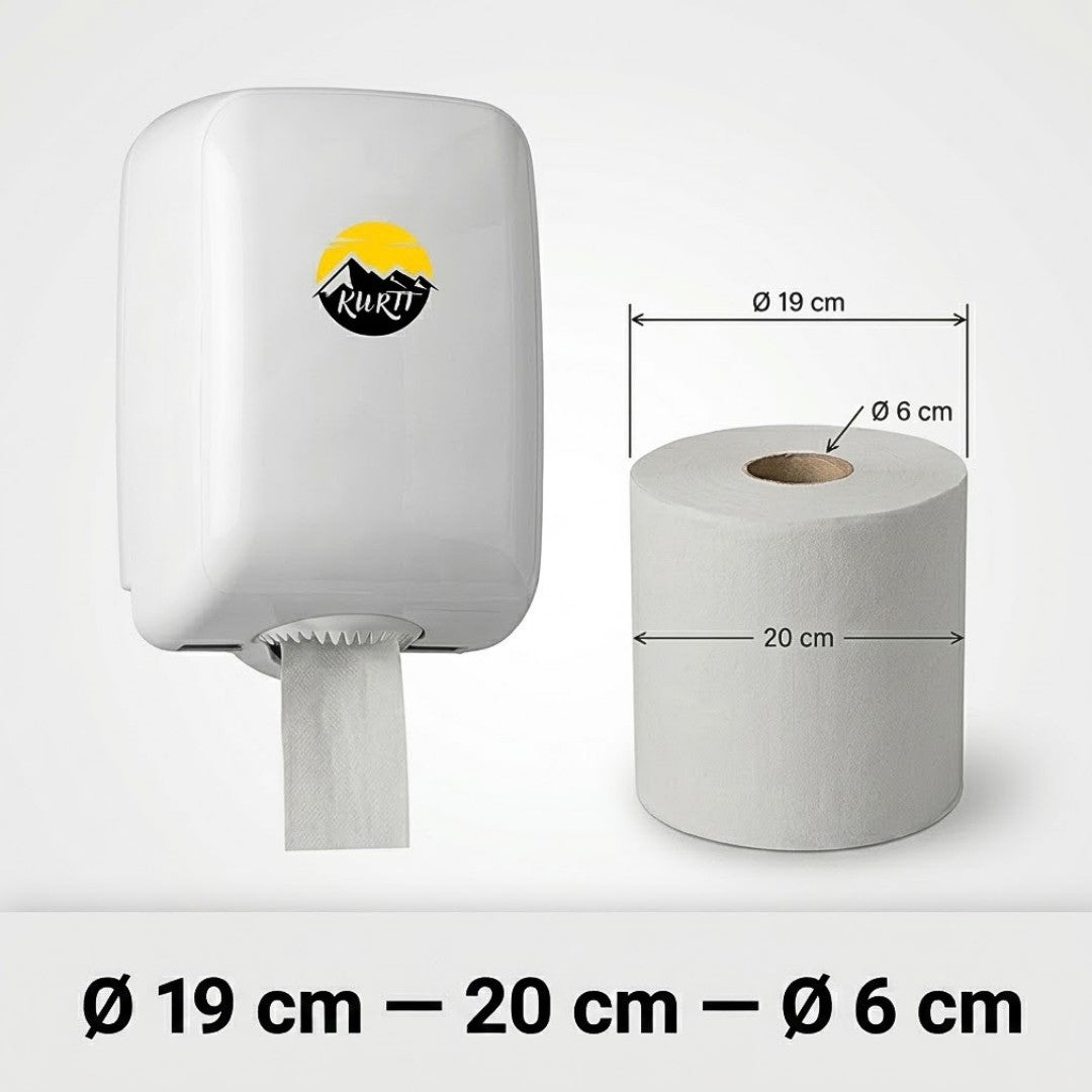 KURTT Handtuchrolle Midi Grau Innenabrollung 1-lagig Recycling 300m – 6 Rollen | Putzpapier Werkstatt Industrie