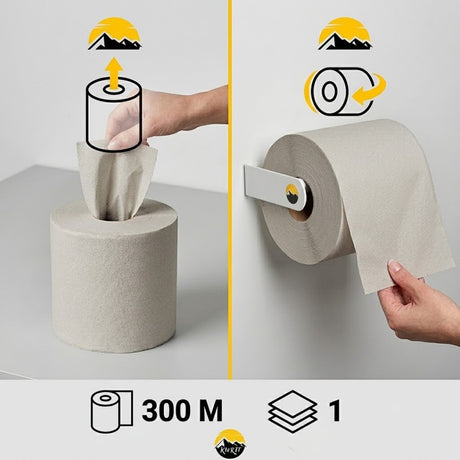 KURTT Handtuchrolle Midi Grau Innenabrollung 1-lagig Recycling 300m – 6 Rollen | Putzpapier Werkstatt Industrie
