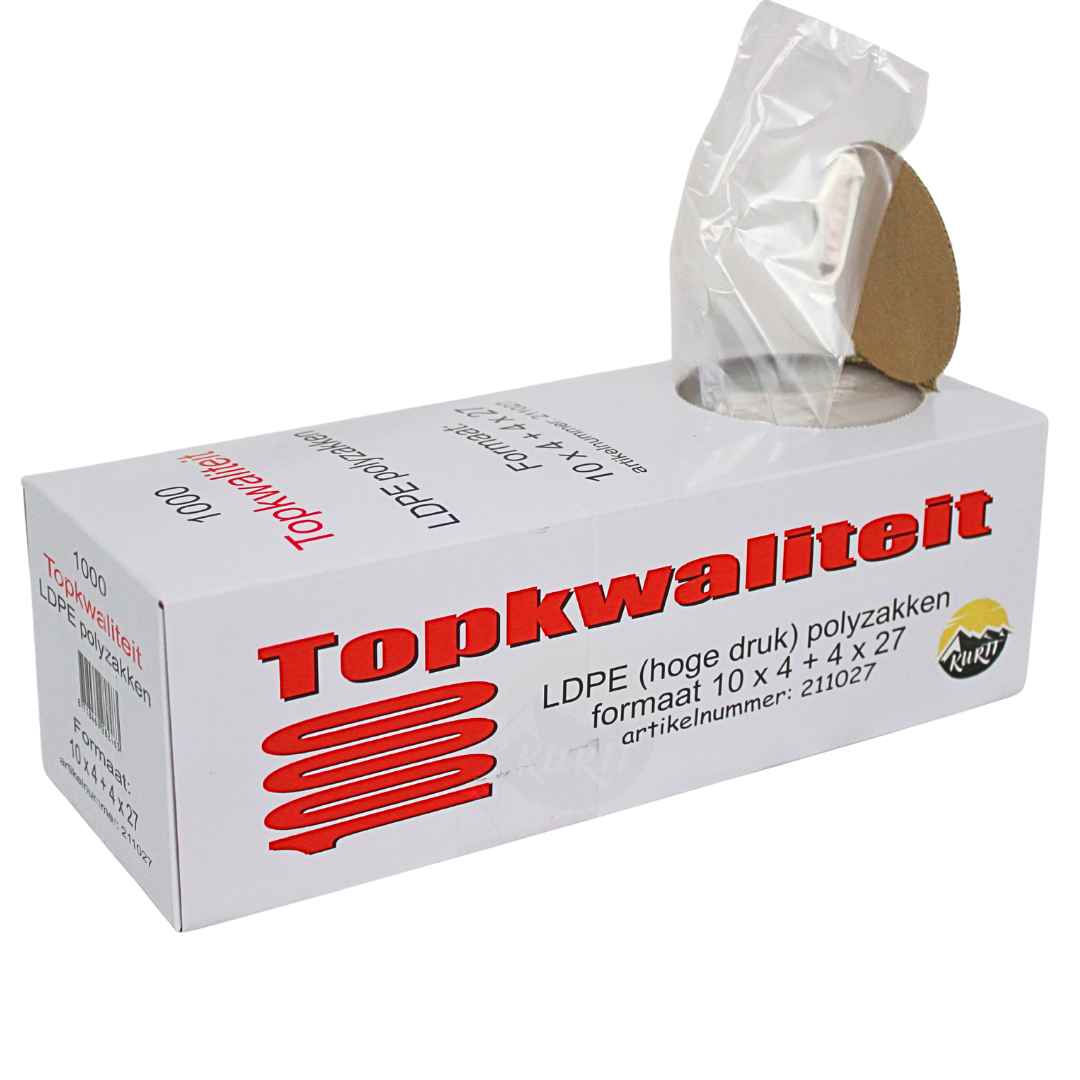 LDPE-Polybeutel 10+2x4x27 - 1000 Stück