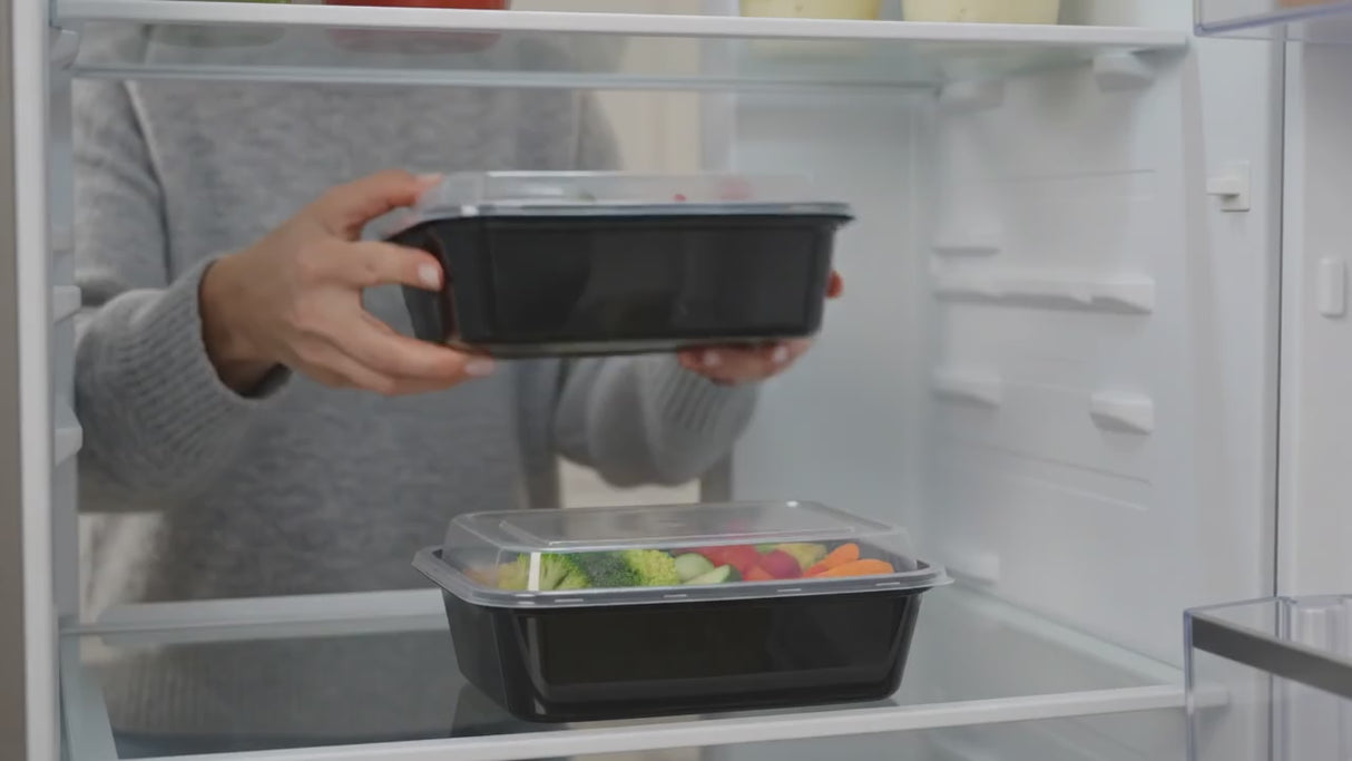KURTT Meal Prep Boxen Schwarz PP Mit Deckel | Mikrowelle Gefrierschrank 50/100 Stück BPA-frei | 500ml 650ml 750ml 1000ml
