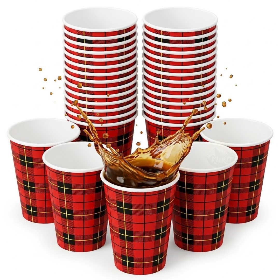 Kaffeebecher To Go 180ml Karton Schottenmuster – 1000 Stück extra stabil