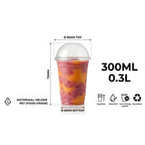100x Smoothiebecher mit Deckel 300ml transparent Kunststoff