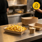 Snackschalen A14 - innen PE-beschichtet und fettdicht, Pommes-Schalen, Kraftpapier