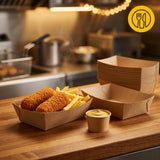Snackschalen A9 - Kraft, Pommesschalen, Kraftpapier 115 x 67 x 40mm