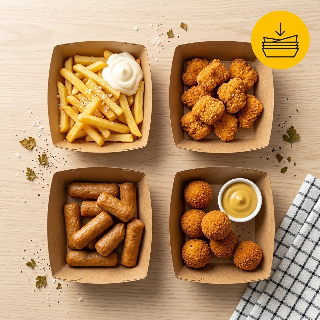 Snackschalen A9 - Kraft, Pommesschalen, Kraftpapier 115 x 67 x 40mm
