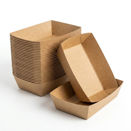 Kraft Snackschalen fettdicht – Kraftpapier Pommesschalen Einweg 7 Größen | A7 bis A50 | 50/100/500 Stück