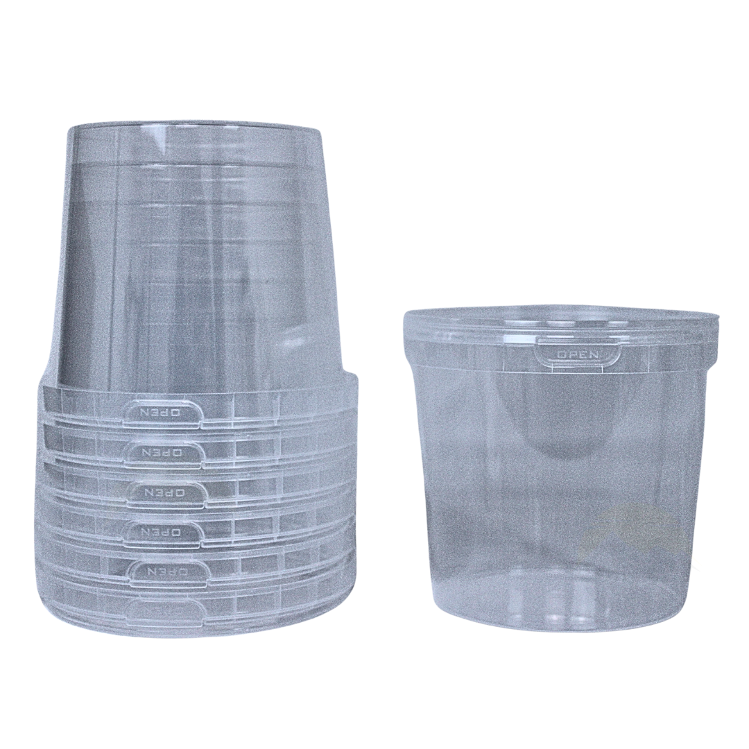 Transparenter PP-Rundbehälter 1180 ml mit originalitätsgesichertem Deckel - Ø 133 mm - 170 Stück
