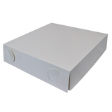 Verzenddoos taart 34x34x8 cm met zwanenhalssluiting FSC® – 50 stuks | Zwanenhalsdoos groot