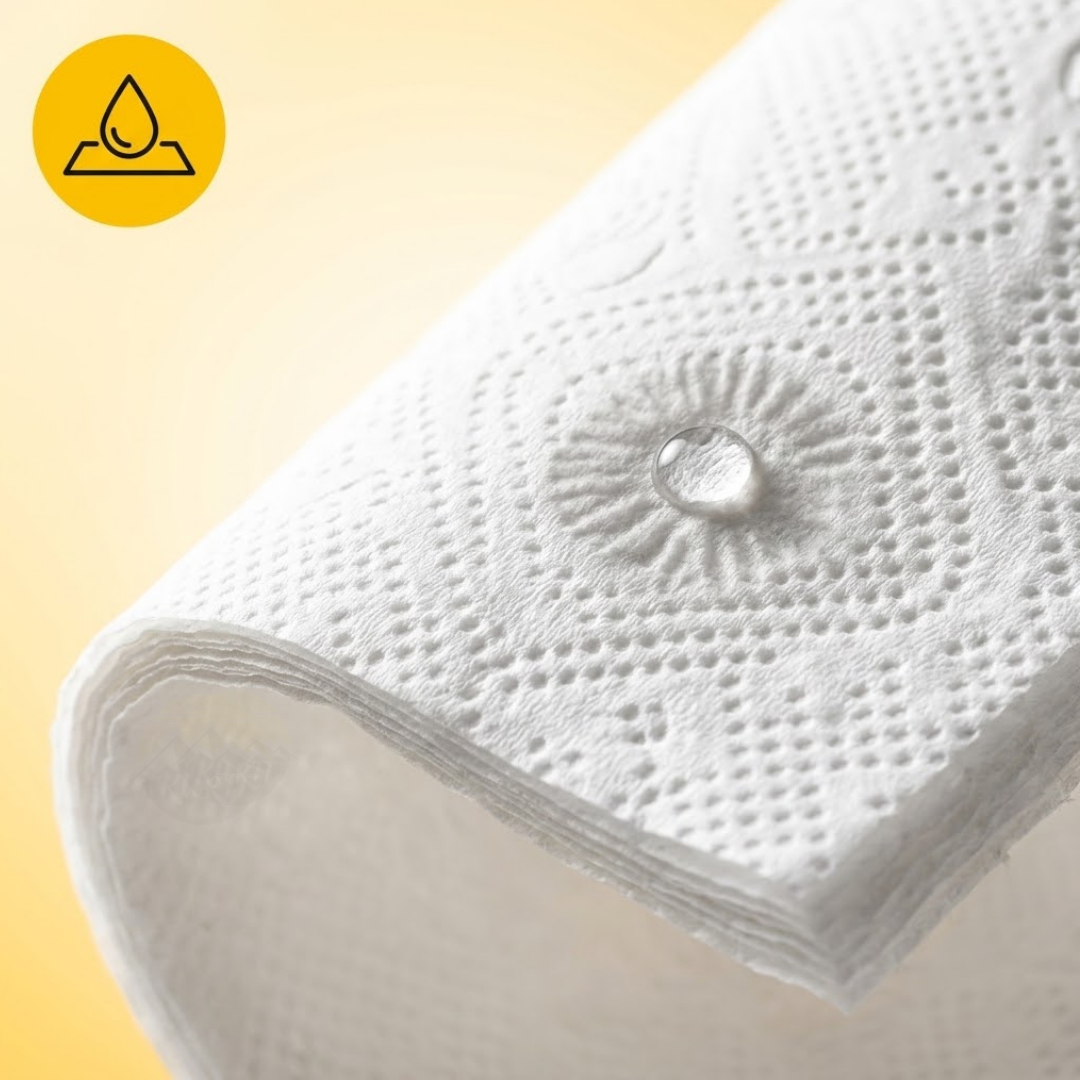Toilettenpapier 4-lagig (Zellstoff) Weiches WC-Papier mit luxuriöser Ausstrahlung und hoher Saugkraft. 150 Blatt pro Rolle