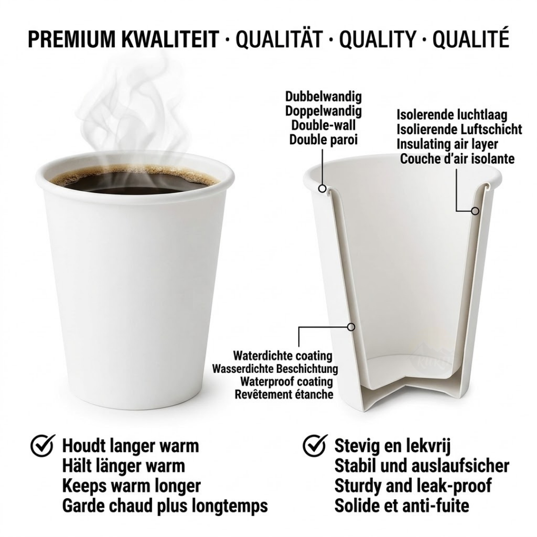 Kaffeebecher Weiß 300 ml 12 oz - 100 Stück inkl. EWKF